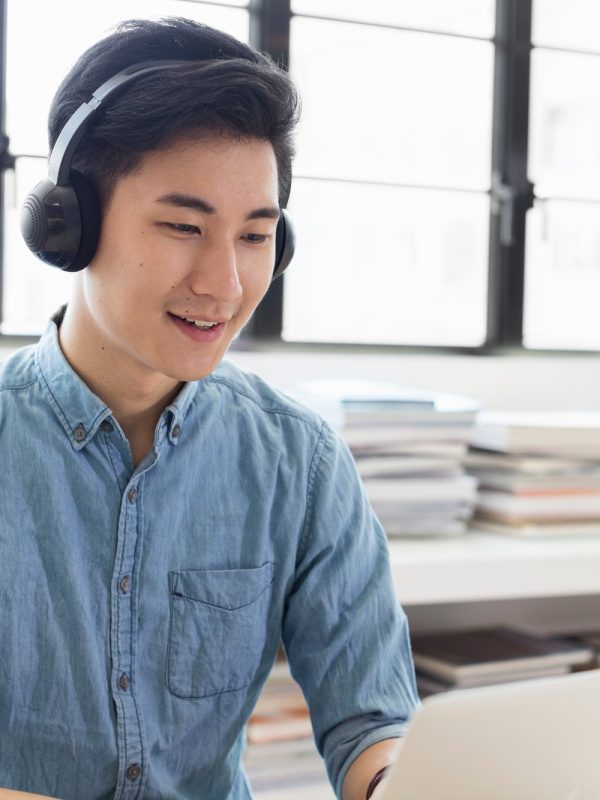 Student working in research library